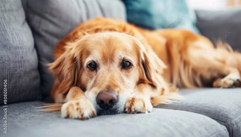 golden retriever on sofa golden retriever on sofa