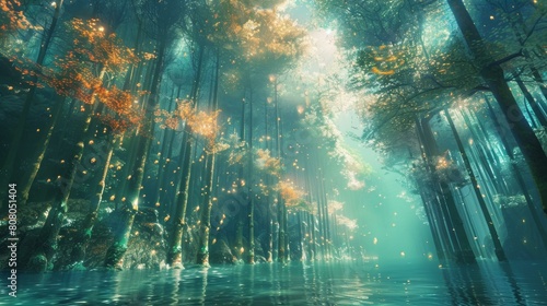 Mystical Glowing Forest with River © duyina1990