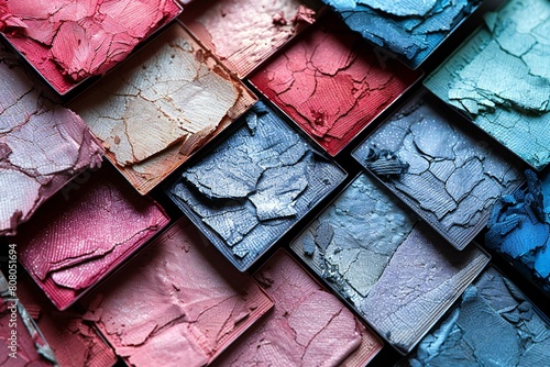 Colorful eyeshadow palette as background, close-up