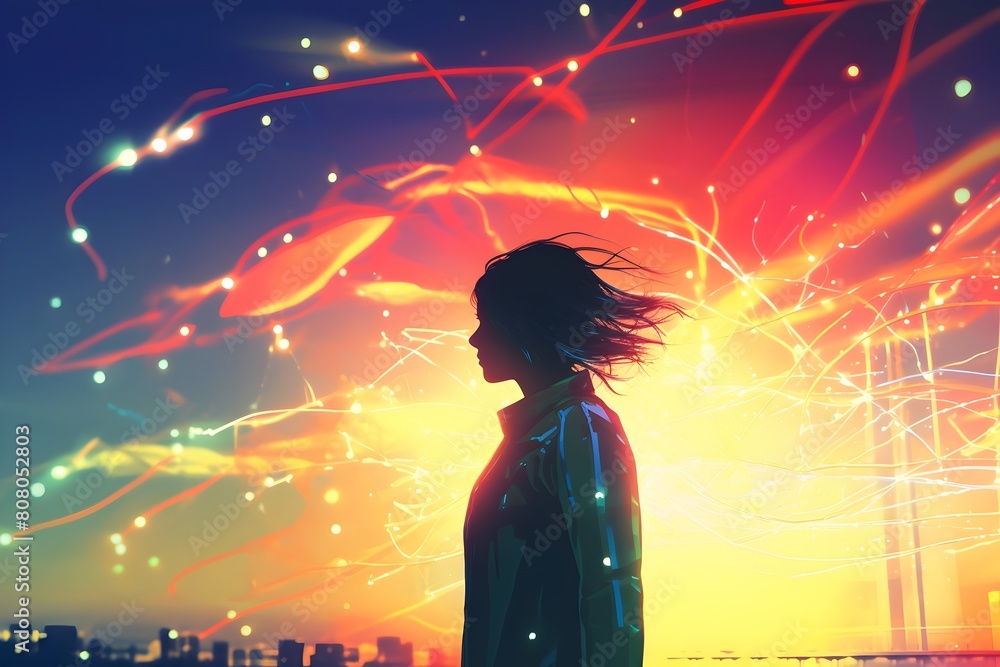 Lofi Art: Radiant Lightcore Emanating Rainbow Sparks