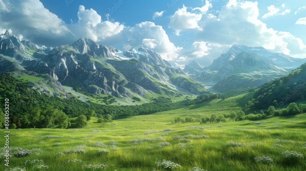 Obraz premium The mountain scenery is beautiful and full of vitality