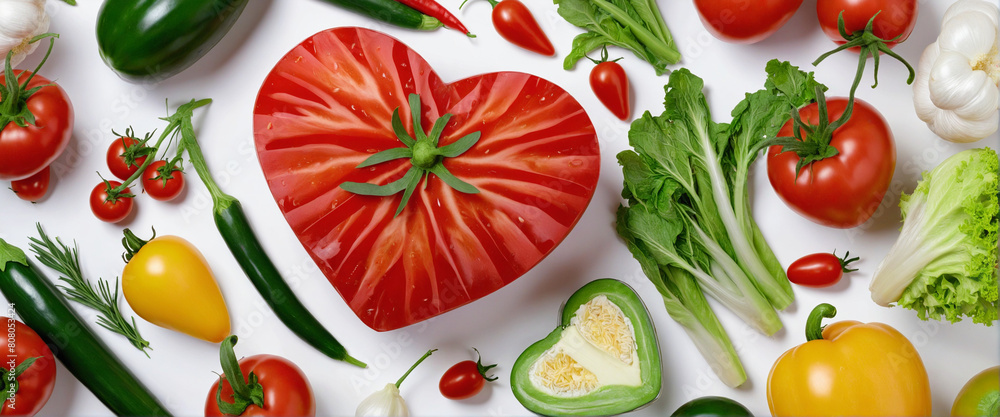 Create a fresh and healthy vegetable salad in the shape of a heart for a festive Christmas dinner Create a fresh and healthy vegetable salad in the shape of a heart for a festive Christmas dinner