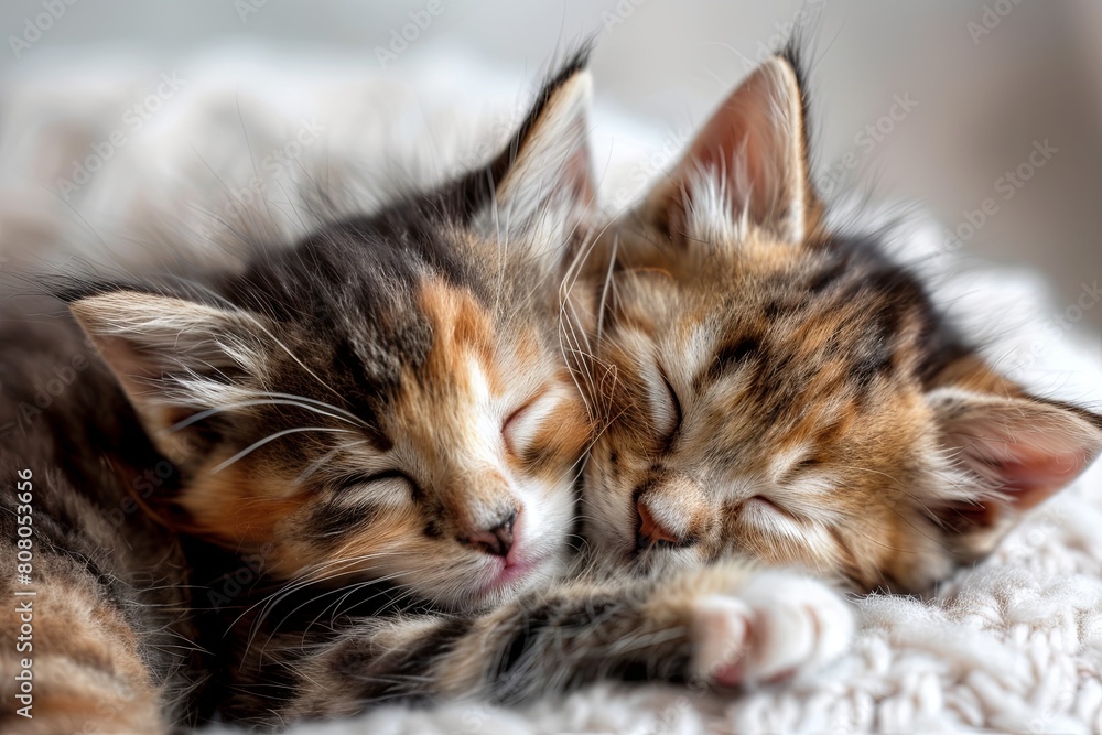 two adorable kittens cuddled up together, happy cat day