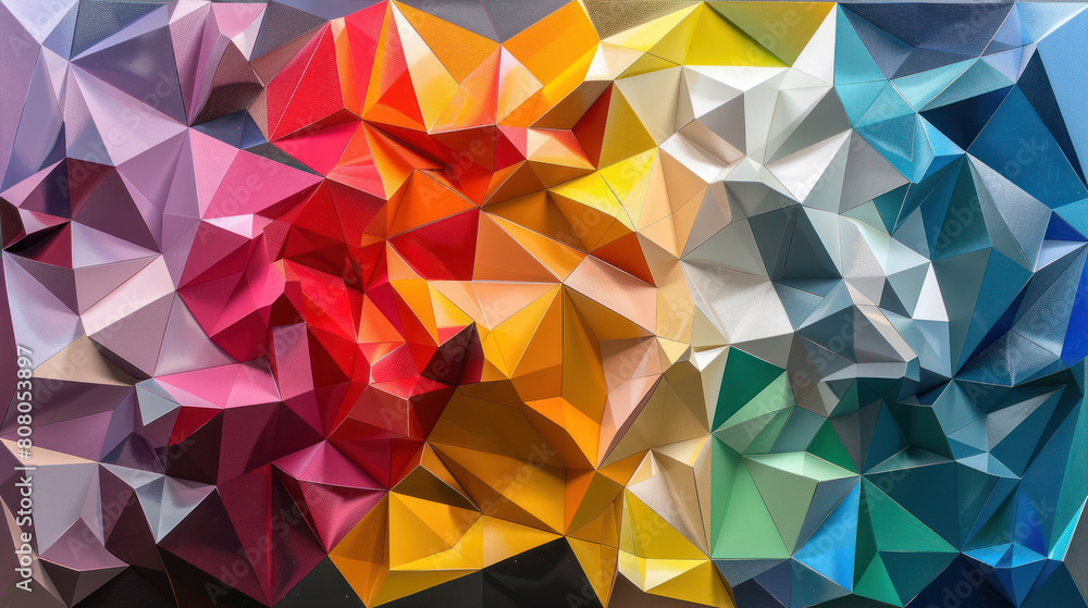 A geometric rainbow made of triangles background A geometric rainbow made of triangles background