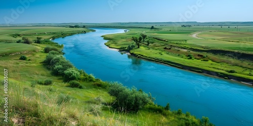 Fertile alluvial plain with meandering rivers ideal for agriculture. Concept Agriculture, Meandering Rivers, Fertile Plain, Alluvial Soil