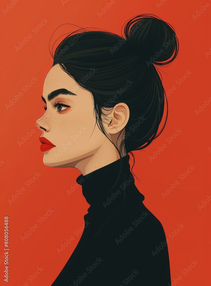 portrait of a young woman with black hair and red lips portrait of a young woman with black hair and red lips
