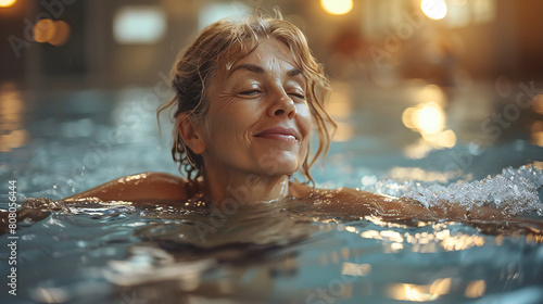 Woman Doing Aqua Gym in Heated Pool