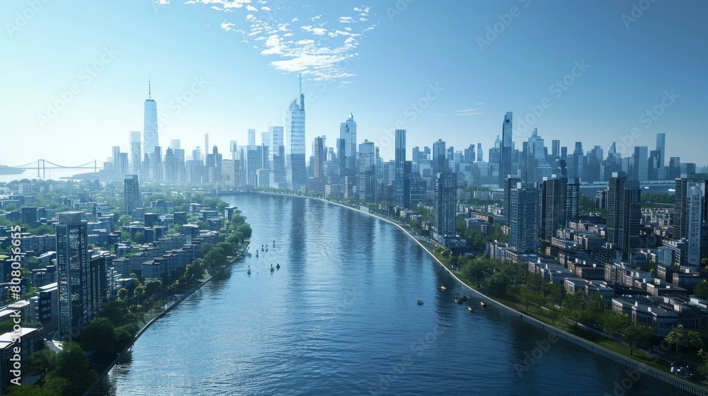 Naklejka premium A River in the City