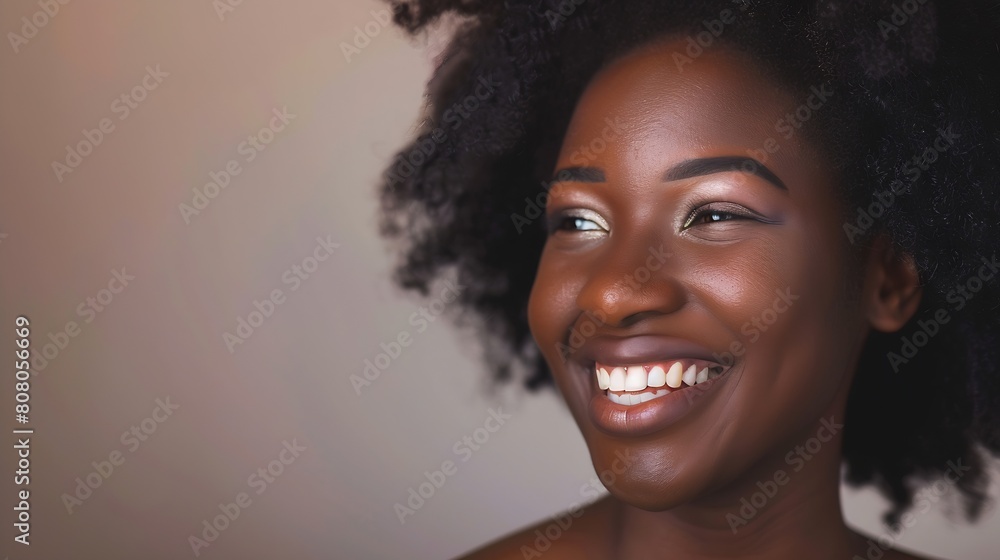Stock photo of beautiful black woman smiling and having in studio shot : Generative AI Stock photo of beautiful black woman smiling and having in studio shot : Generative AI