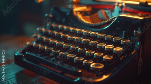 A close-up photograph of a vintage typewriter with keys poised to tell stories of yesteryears, evoking nostalgia for the tactile experience of writing and creating