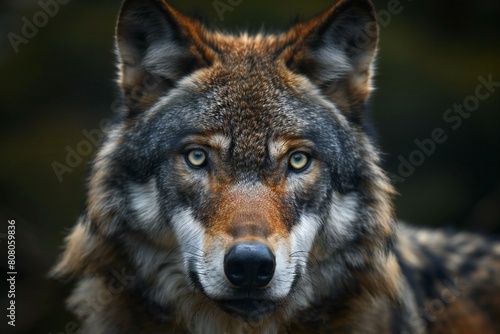 Portrait of a gray wolf (Canis lupus)