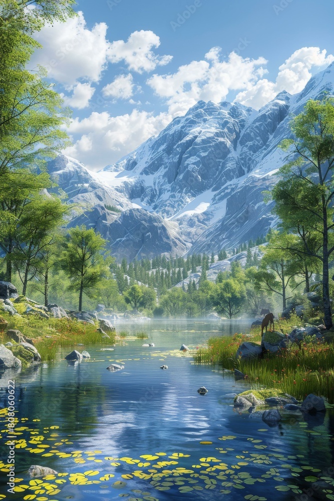Tranquil Mountain Lake Scenery