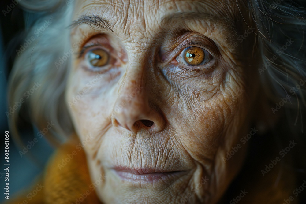 Portrait of an elderly woman,  Close-up,  Selective focus