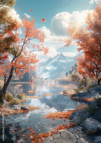 Tranquil Autumn Lake in a Picturesque Mountain Valley