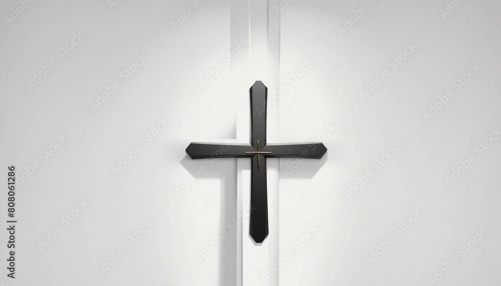 Contemporary Minimalist Christian Cross Design on White Background