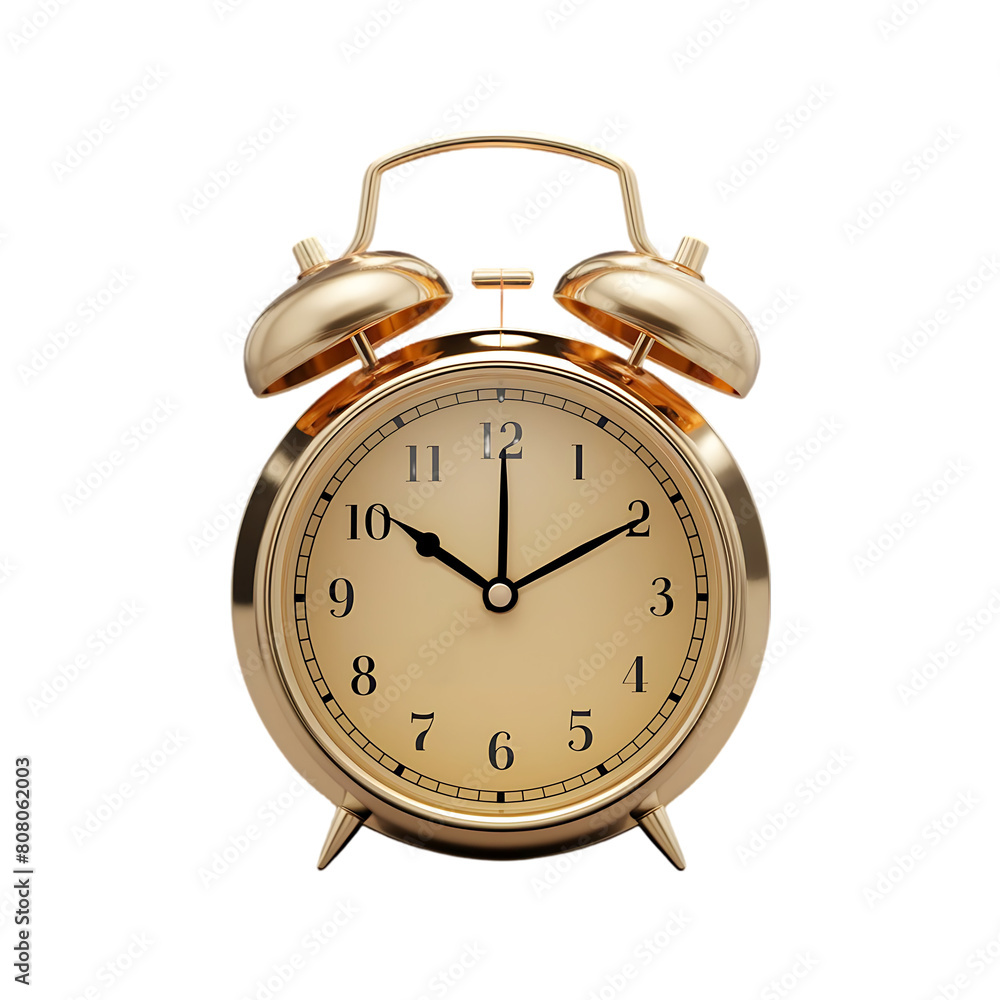Modern alarm clock isolated on a transparent background by AI generative. 3d rendering Modern alarm clock isolated on a transparent background by AI generative. 3d rendering