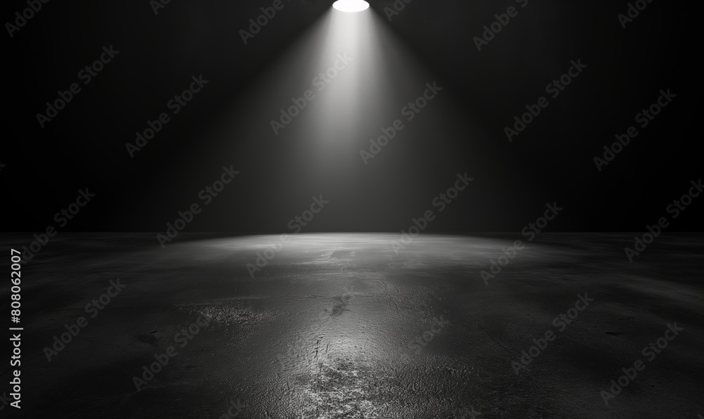 background of A dark room with a spotlight shining on the floor, Minimalistic Ambiance: Spotlight Casting Illumination on an Empty Concrete Floor in a Dark Room, Simplicity and Captivating Contrast background of A dark room with a spotlight shining on the floor, Minimalistic Ambiance: Spotlight Casting Illumination on an Empty Concrete Floor in a Dark Room, Simplicity and Captivating Contrast