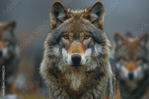 Portrait of a wolf  Canis lupus  in winter