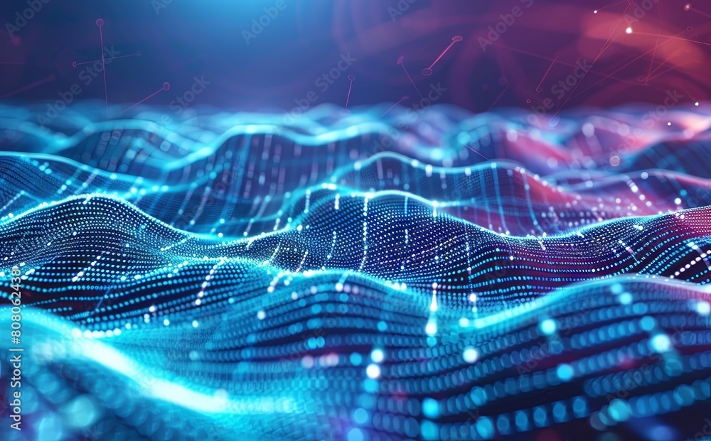 Digital technology background with blue light waves and creating an atmosphere of innovation in the field of artificial intelligence and data science Digital technology background with blue light waves and creating an atmosphere of innovation in the field of artificial intelligence and data science