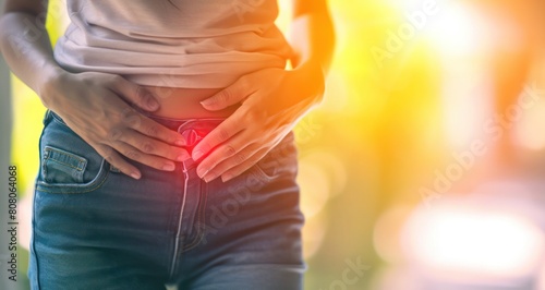 experiencing occasional bloating, gas, or abdominal discomfort Lower abdominal pain, menstrual cramps photo