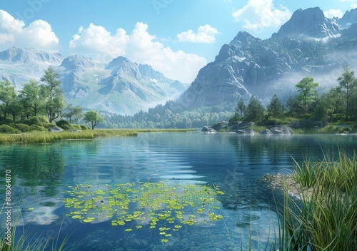 Tranquil Mountain Lake Scenery