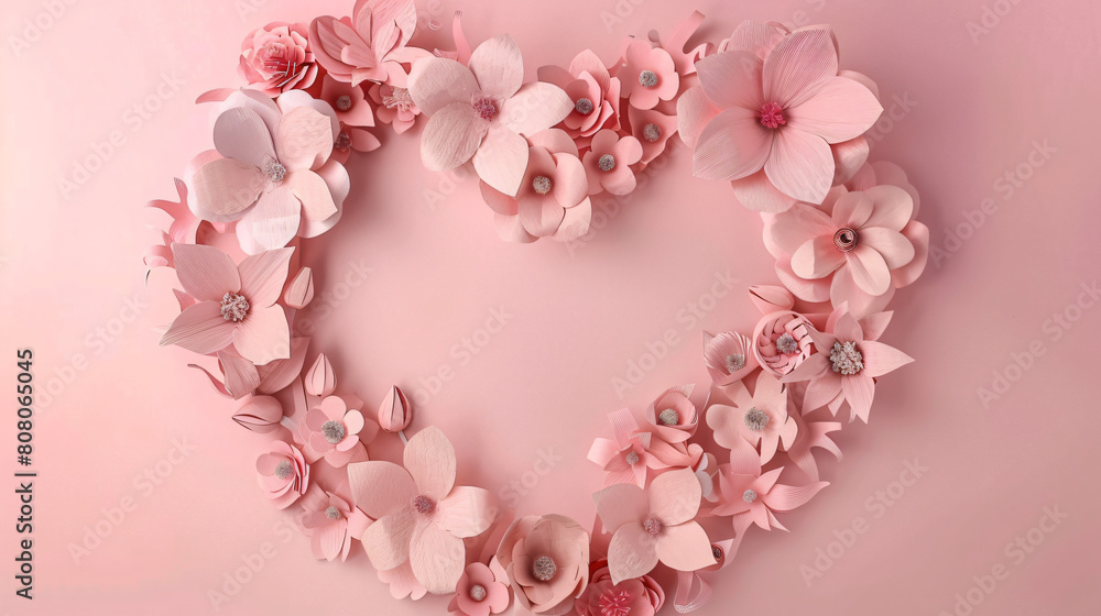 Pastel pink frame in the shape of a heart