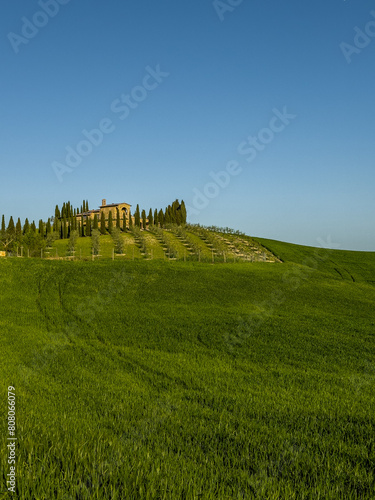 przepiękna willa w Toskanii otoczona zielonymi polami uprawnymi © Kamil_k2p