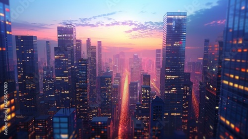 Wallpaper Mural A bustling metropolis with skyscrapers reaching towards the sky Torontodigital.ca