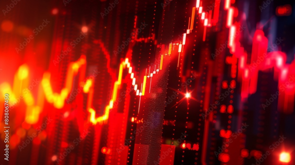 Graph showing stock market indices rising or falling, market performance Graph showing stock market indices rising or falling, market performance