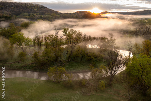 Kickapoo River with fog