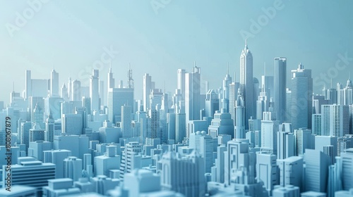 Blue and white cityscape