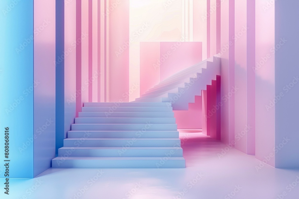 pastel color 3d rendering background with stairs pastel color 3d rendering background with stairs