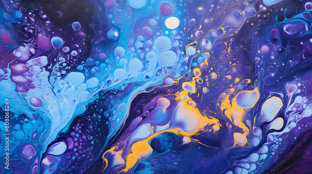 abstract acrylic pour painting hype realistic irisdicent holographic gradient colors poster background