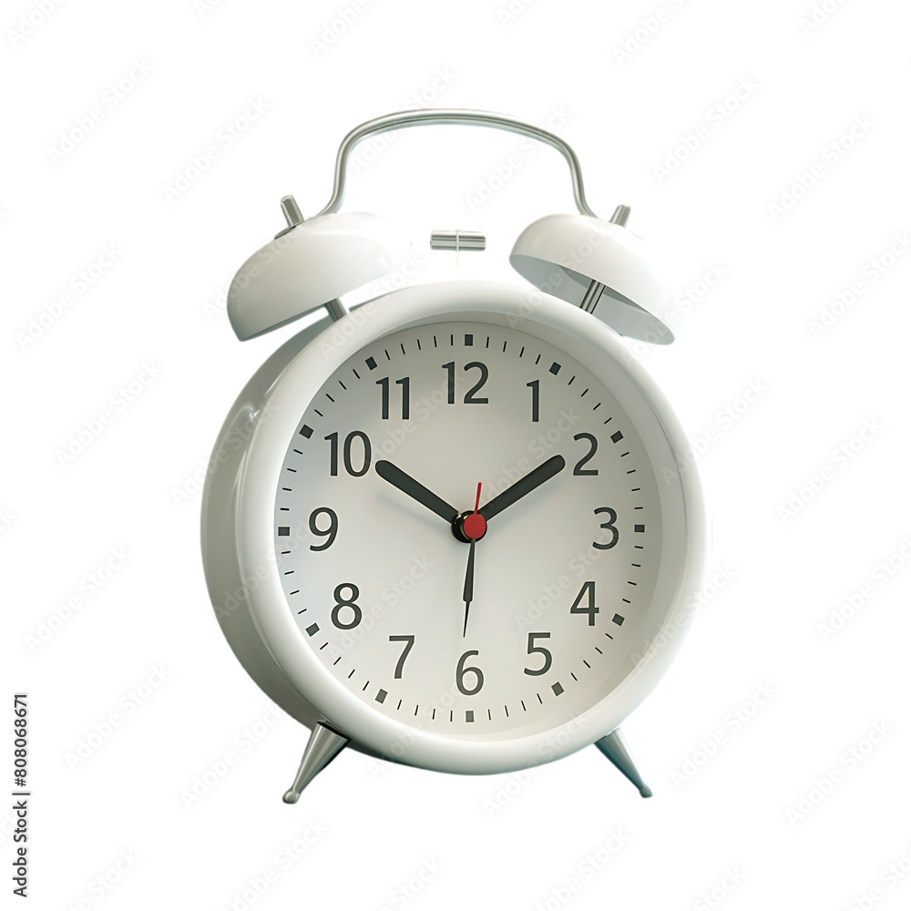 Modern alarm clock isolated on a transparent background by AI generative. 3d rendering Modern alarm clock isolated on a transparent background by AI generative. 3d rendering