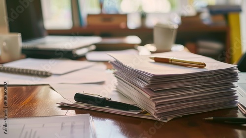 Legal documents and paperwork organized on a desk, administrative law tasks © Plaifah