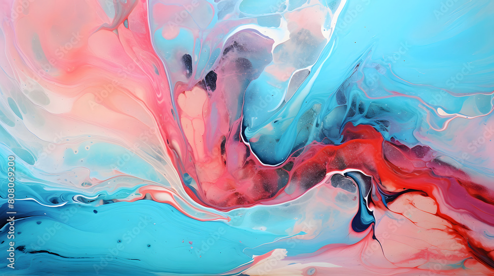 Fototapeta premium abstract acrylic pour painting hype realistic irisdicent holographic gradient colors poster background