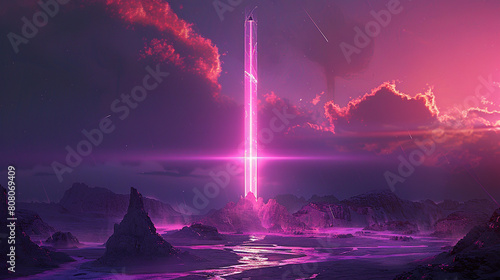 A towering beacon at the crossroads of the multiverse, its light a guide for travelers navigating the complex web of realities, each pulse sending messages across the cosmos, 