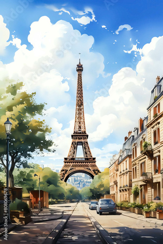 Vertical scenery of Eiffel tower of Paris in France at Olympics