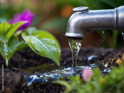 Water Conservation Initiative, Garden Tap Symbolizing the Push to Preserve Earth's Resources