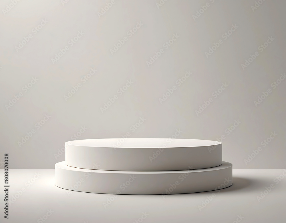 Separate presentation area - white round platform for product placement. Separate presentation area - white round platform for product placement.