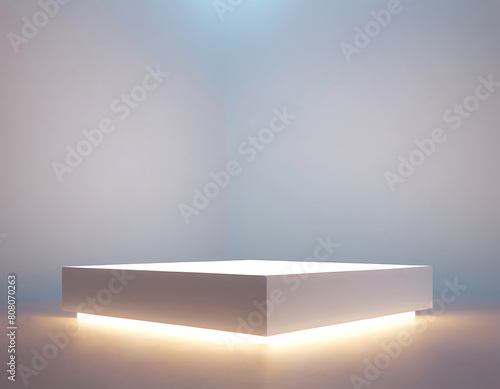 White rectangular platform with illumination.