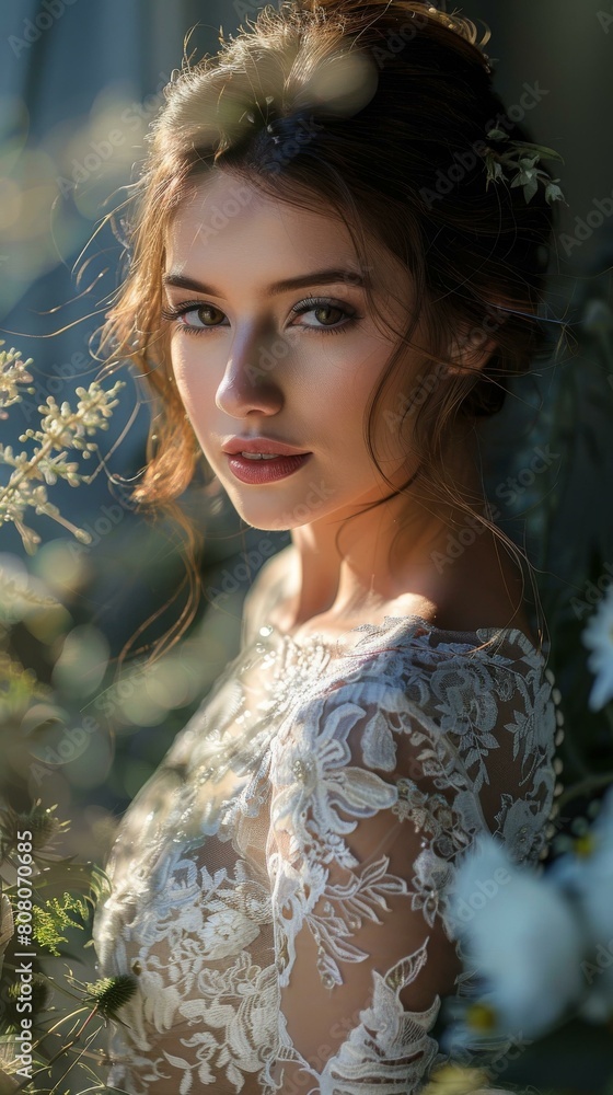 portrait of a beautiful young woman in a white dress portrait of a beautiful young woman in a white dress