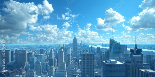 New York City skyline with clouds in the background