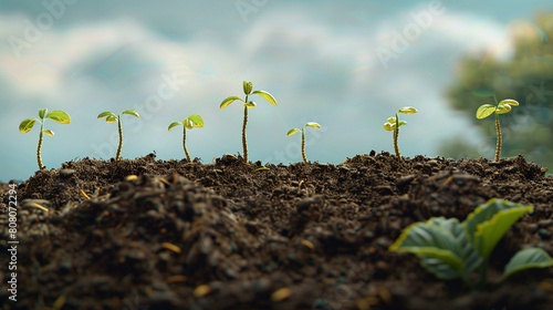 Tranquil Afforestation Scene with Seedlings in Soil photo