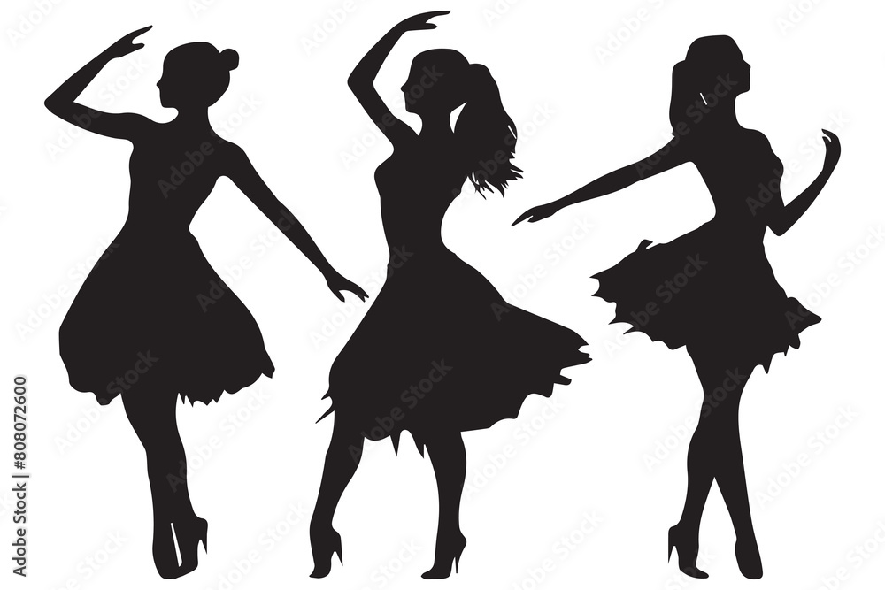 silhouettes of dancing Girl Group silhouettes of dancing Girl Group