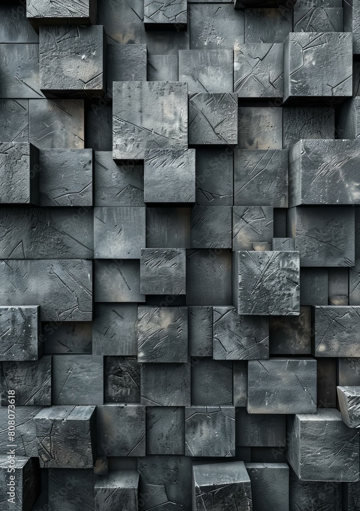 Black 3D concrete cube background texture Black 3D concrete cube background texture