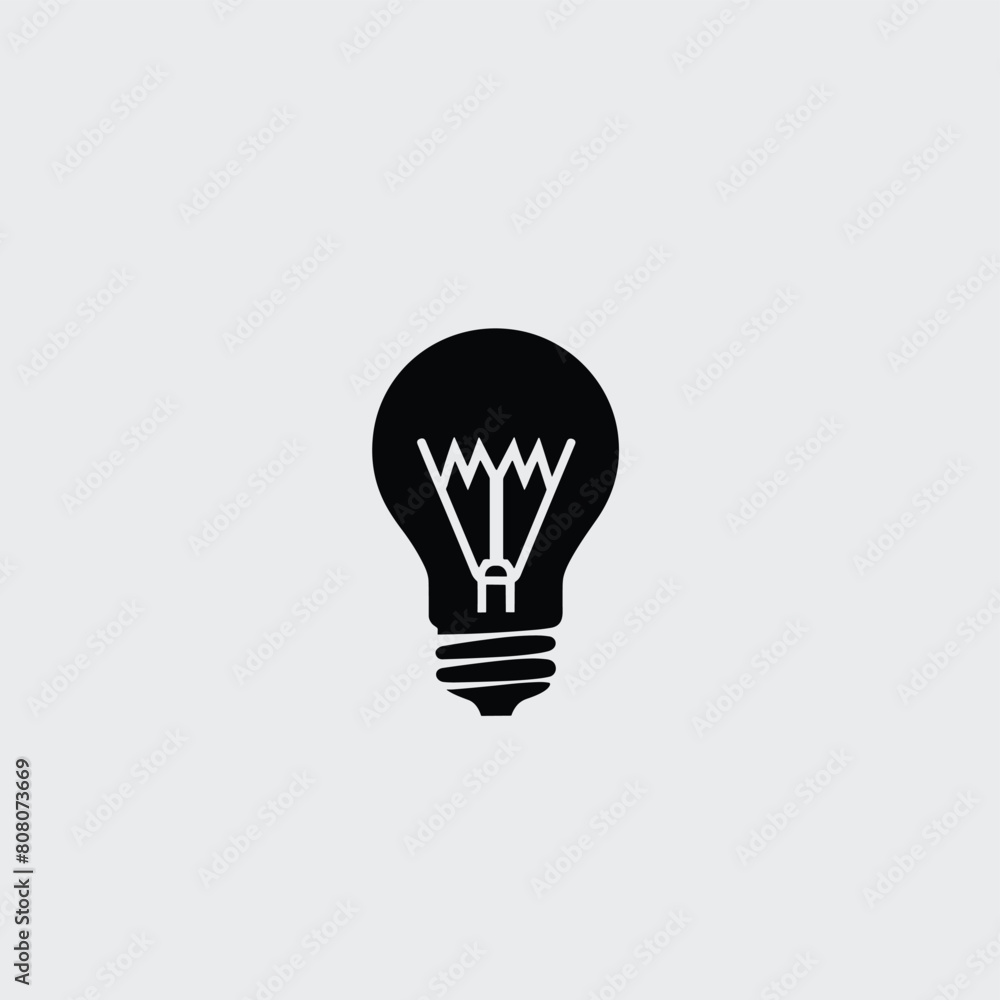 Light bulb icon idea creativity solution concept simple black and white logo design Light bulb icon idea creativity solution concept simple black and white logo design