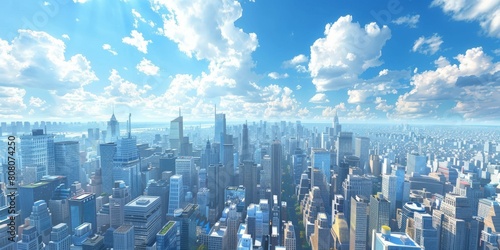 Blue sky and white clouds over New York City