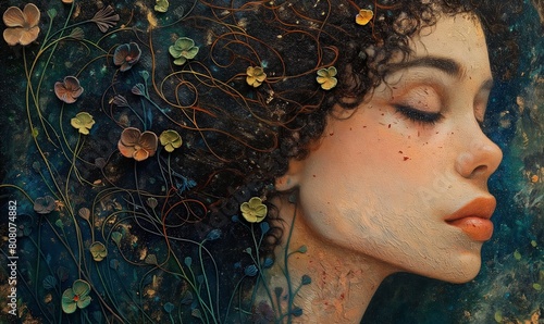 Woman With Closed Eyes. Generative AI