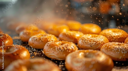 baking homemade bagels, hand-rolled and shaped homemade bagels are boiled and baked until golden perfection is achieved